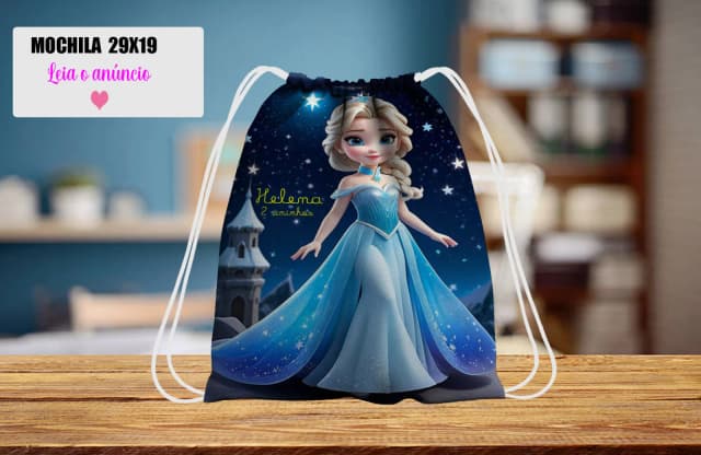 Mochilinha personalizada para lembrancinhas Frozen Elsa