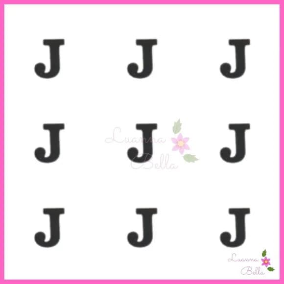 Aplique Letra J de Acrílico Preto - Pct c/ 8 unidades