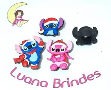 Pins de Crocs Stitch Natal Emborrachado Pacote com 6 Unidade