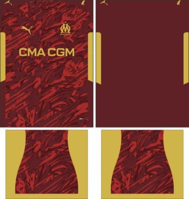 Arte Vetor Camisa Olympique Marsella Goleiro 2025-2026