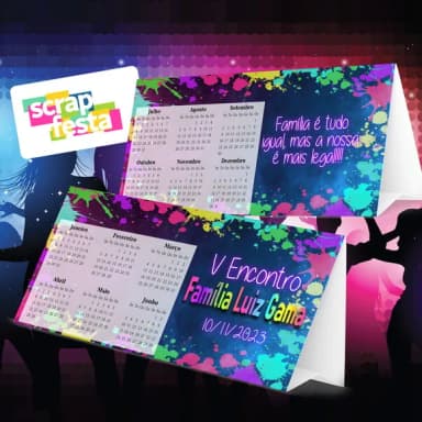 Calendário de Mesa Festa Balada Neon Família