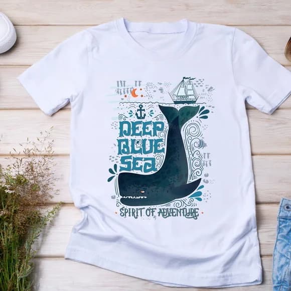 Camiseta Baleia - Deep Blue Sea, Spirit Of Adventure