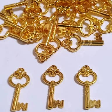 Pingente Chave Dourado Abs 26mm - 50 Unidades