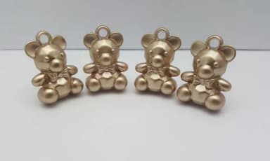 Pingente Ursinho de Acrílico Dourado de 3,5cm - 5 unidades