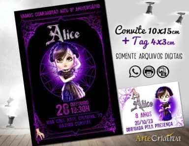 Convite Digital C/tag Wandinha Addams 4