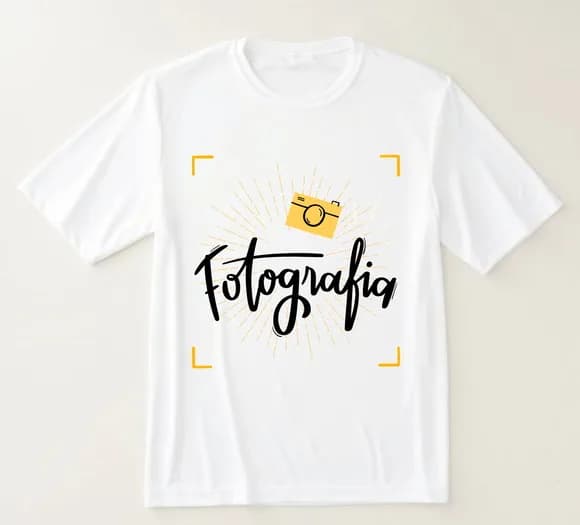 Camiseta Estampa Fotografia Modelo Moderno com Câmera
