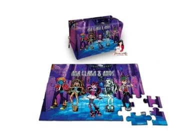 Necessaire Box com Quebra Cabeças Monster High
