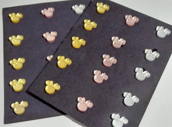 Mini Apliques Minnie Acrílico Espelhado - 2 Cartela