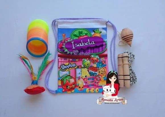Mochila Boa Infância Personalizada Tema Shopkins
