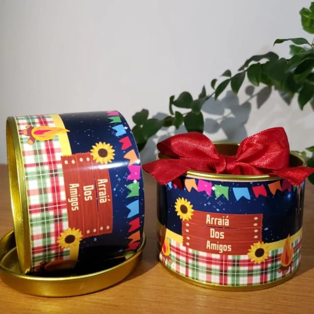 Lembrancinha de Festa Junina tubolata 5x7 Tampa Metalizada Dourada
