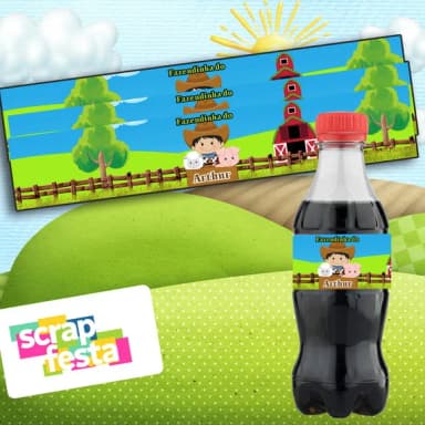 Adesivo Personalizado Rótulo Mini Coca 19,5 x 3,5 Fazendinha