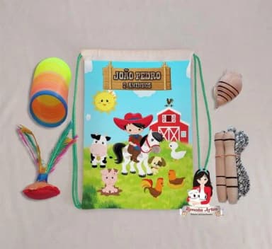 Mochila Boa Infância Tema Fazendinha 2