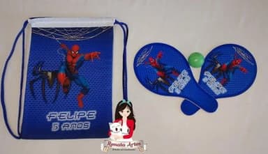 Mochila Ping Pong Tema Homem Aranha Azul