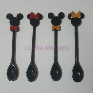 Colherzinha decorativa Minnie/Mickey de acrílico-pct c/20 un