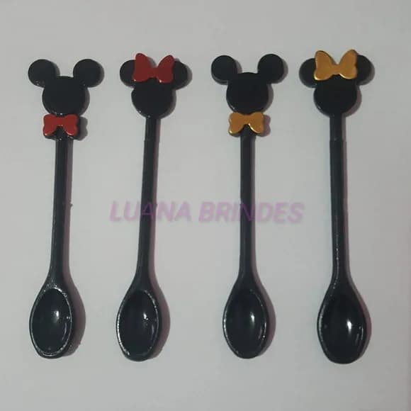 Colherzinha decorativa Minnie/Mickey de acrílico-pct c/20 un