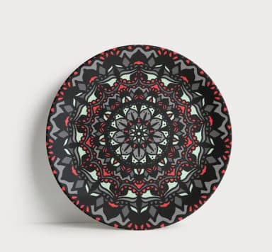Prato Decorativo Mandala Moderna Rubi 21cm Porcelana