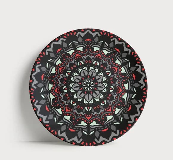 Prato Decorativo Mandala Moderna Rubi 21cm Porcelana