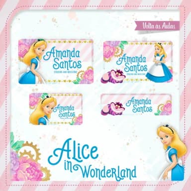 60 Etiquetas Alice no Pais das Maravilhas