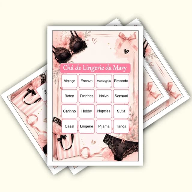 Bingo Chá de Lingerie PDF Para Imprimir