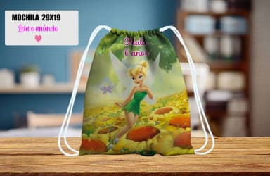 Mochilinha personalizada para lembrancinha da Tinkebell Sininho