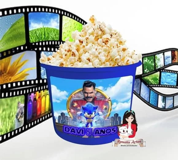 Balde de pipoca personalizado Sonic filme 2020