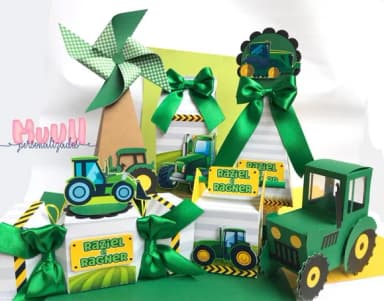 Kit 60 Lembrancinhas Trator Verde