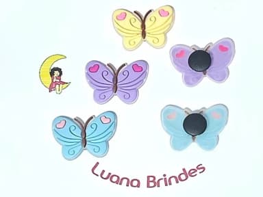 Pins de Crocs Borboleta Colorida Emborrachado 6 Unidades