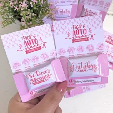 Lembrancinha Outubro Rosa com Bala Personalizada – Faça o Autoexame