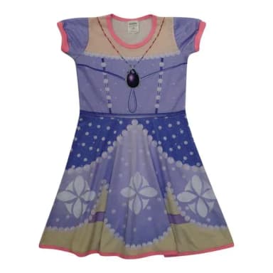 Vestido Infantil Fantasia Princesinha Real Lilás com Amuleto Roxo