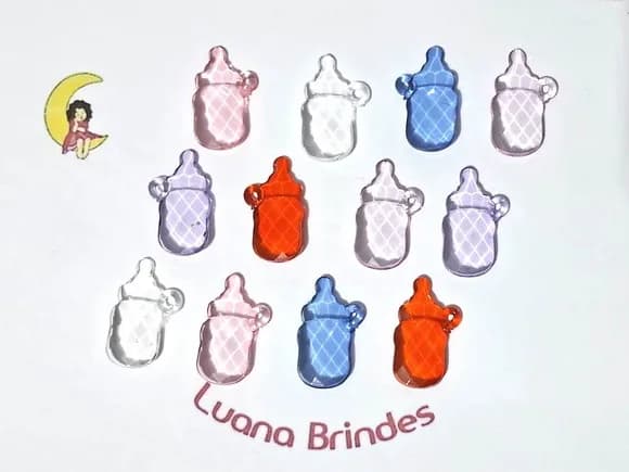 Pingente Mamadeira Acrílico 3,5cm Pacote com 30 Unidades