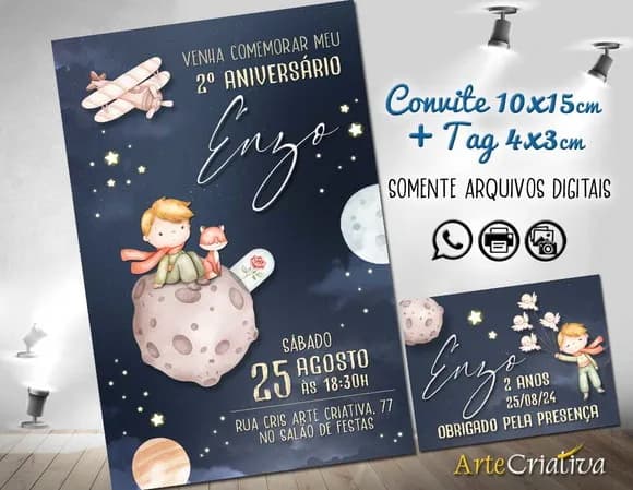 Convite Digital C/tag Pequeno Príncipe 16