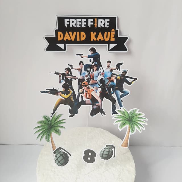 Topo de Bolo Personalizado FREE FlRE - Decoração de Festa - Papelaria