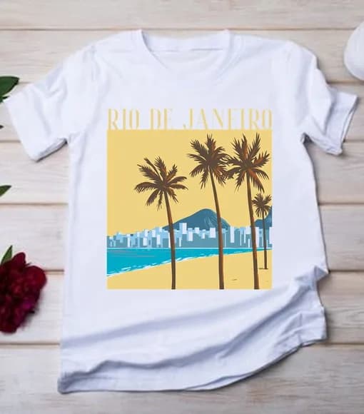 Camiseta Rio de Janeiro Estampa Retro Paisagem
