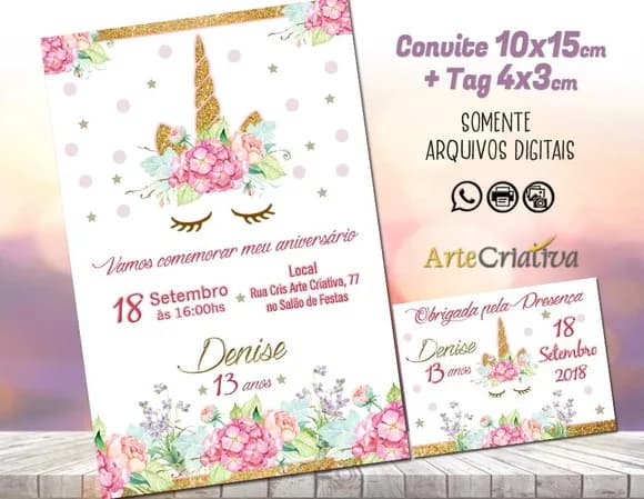 CONVITE DIGITAL C/TAG Unicórnio Flor1