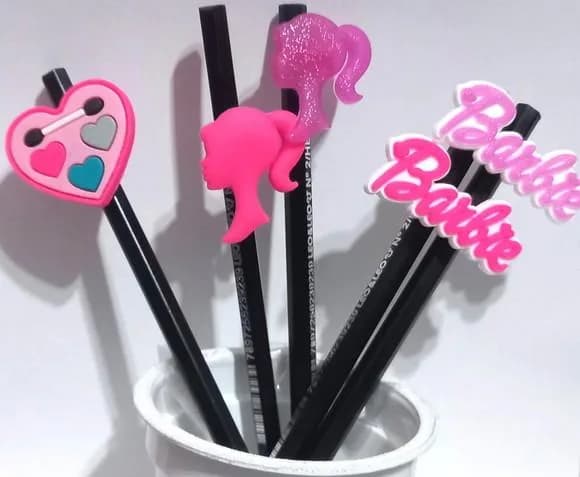 Lapis com Ponteira da Barbie Emborrachado Pacotes com 5 Unid