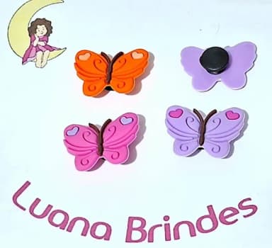 Pins de Crocs Borboleta Emborrachado Pacote com 6 Unidades