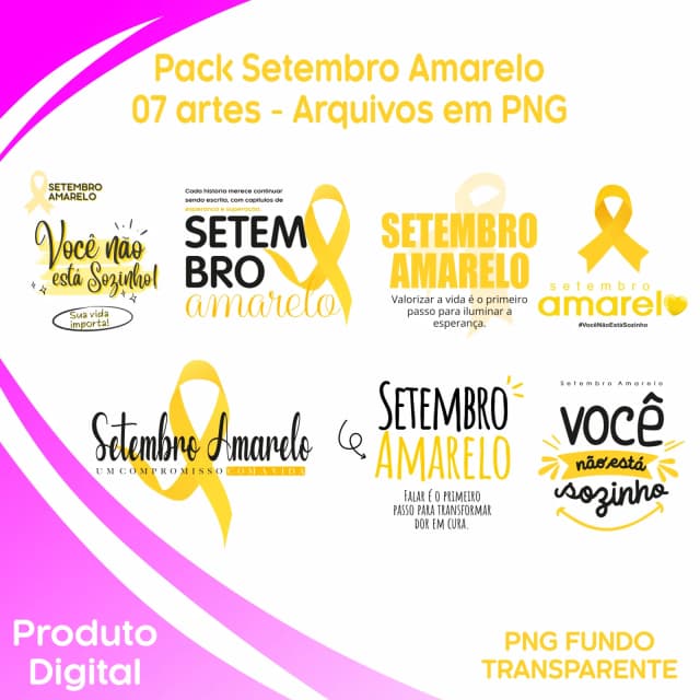 PACK 07 ARTES — SETEMBRO AMARELO - PNG