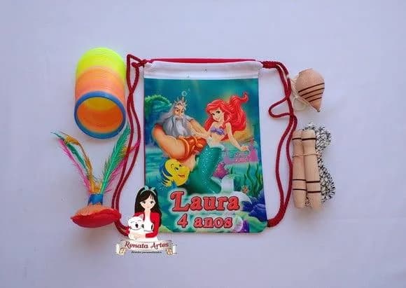 Mochila Boa Infância Tema Ariel e Tritão