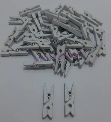 Mini pregador Branco de madeira - 2,5cm - pct c/ 40 unidades