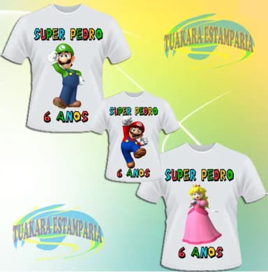 Kit 3 Camisetas - Super Mario