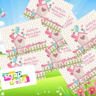 Adesivo Retangular Personalizados Festa Jardim Encantado