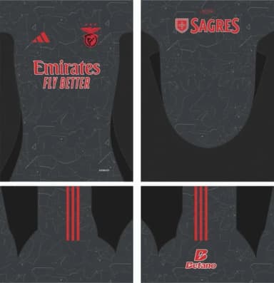 Arte Vetor Camisa Benfica Reserva 2024-25