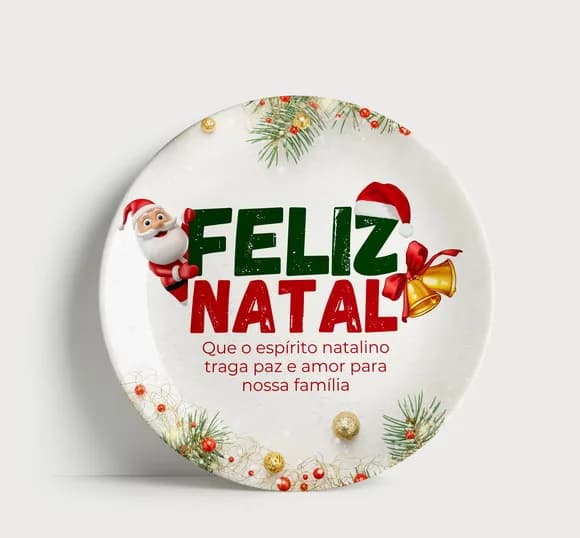 Prato Decorativo de Natal: com Papai Noel e Sinos