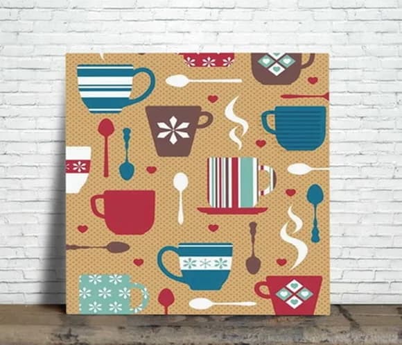 Azulejo Dcorativo Retrô de Xícaras - Decoração para Cozinha