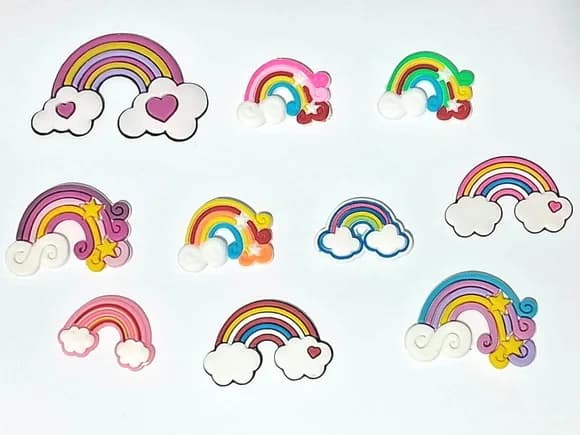 Apliques Arco-iris Emborrachado Pacote com 10 Unidades