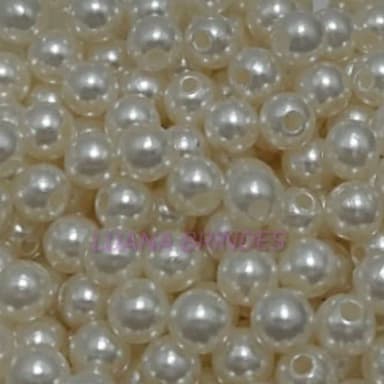 Pérola ABS Cor Creme - 6mm - pacote c/100 unidades