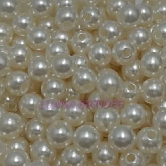 Pérola ABS Cor Creme - 6mm - pacote c/100 unidades