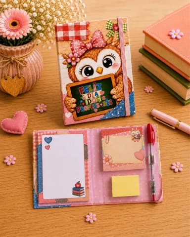 Caderno Personalizado com Caneta – Bloco de Anotações Decorado