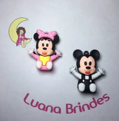 Pingente Mickey/minnie 2 Modelos Emborrachado 3d Pct C/2un