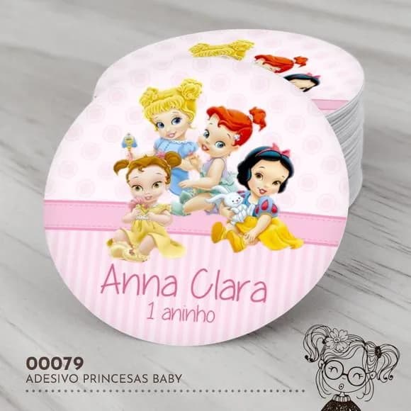 Adesivo Redondo Princesas Baby - 00079